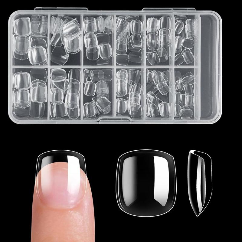 Short Kids Clear False Nails - 240Pcs Press on Nails for Little Girls Full Cover Children Fake Nails Fingernail Decoration 10 Sizes Soft Gel Nail Tips for Kids