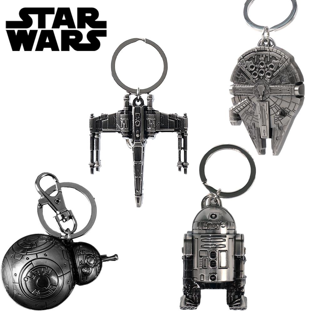 Star Wars Metal Keychain 1PC Officially Licensed Vehicles Astromech Droids Keyring Zinc Alloy Suitable Fans Gift Backpack Decor Bag Clip Pendant 3D Design Drop-proof Durable Accessory Collection Millennium Falcon X-Wing R2-D2 BB-8