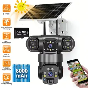 Mother's Day Gift:4K/8MP Solar-Powered Wireless Security Camera, Outdoor Low-Power Battery, Color Night Vision CCTV Camera, Equipped With 64GB SD Card, Supports 2.4GHz WiFi, Suitable For Backyard, Warehouse, School, And Ranch Monitoring.
