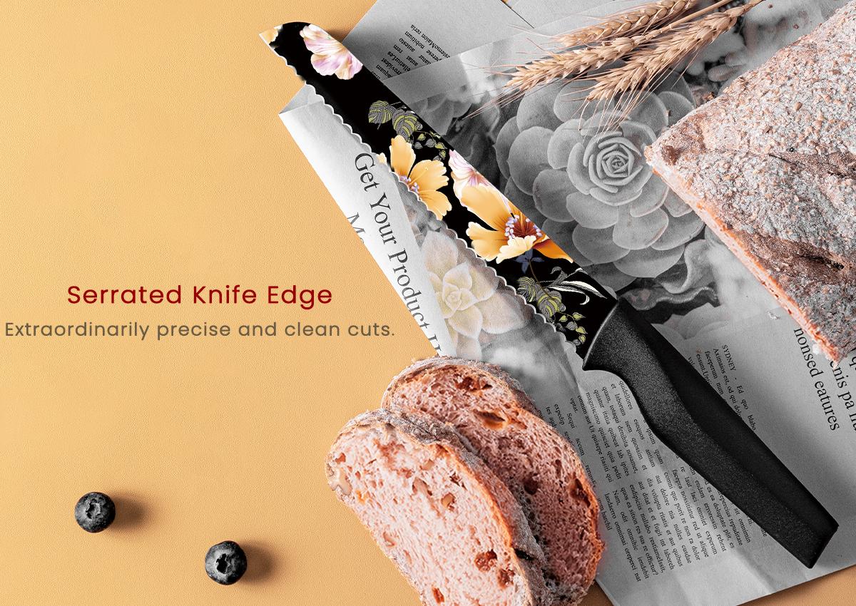 Astercook 12-Piece Flower Kitchen Knife Set with Blade Guards, Dishwasher Safe, German High Carbon Stainless Steel Block, Springtok Multicolor Cutting Astercook 12-Piece Flower Kitchen Knife Set with Blade Guards, Dishwasher Safe, German High Carbon Stainless Steel Block, Springtok Multicolor Cutting