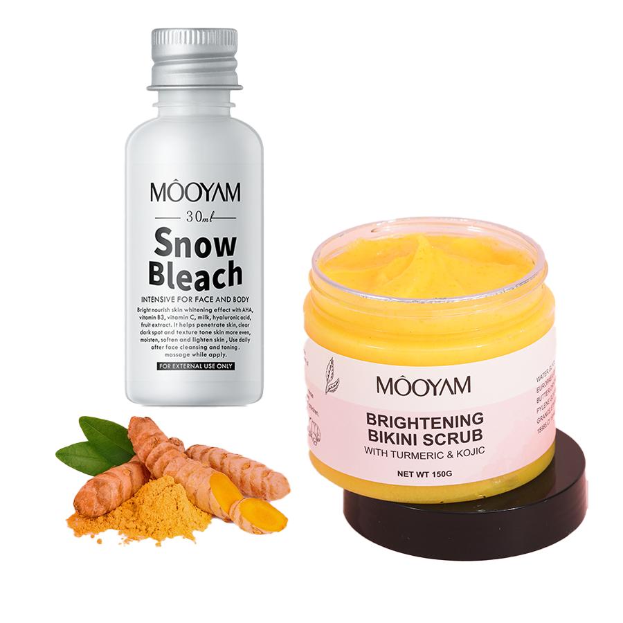 MOOYAM Natural Turmeric Body Scrub - Moisturizing, Skin-Brightening Formula for Inner Thighs, Bikini Area