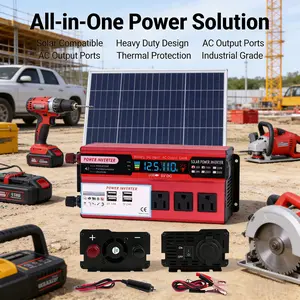 All-in-One 5500W Pure Sine Wave Inverter | LCD Display Power Station | 4 USB Ports + 3 US Sockets | Fast Charging for All Your Gadgets | Perfect for Car, Truck & Outdoor Adventures | Battery Sold Separately
