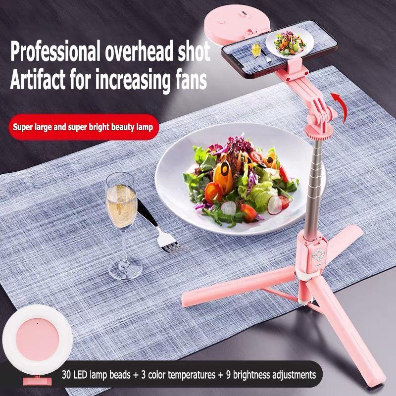 Upgrade 6 in 1 Selfie Stick With Fill Light, 67" Phone Tripod & Wireless Remote Page Turner,Bluetooth Camera Video Recording Remote,Music Control, for iPhone ,iPad ,iOS,Android