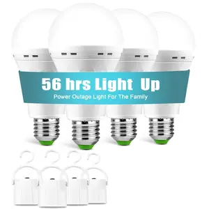 Rechargeable Emergency Light Bulbs A19, Camping Lamp Battery Powered LED Light Bulb 6000K Daylight E26 E27 120 Volt 15W 60W Equivalent with 1200mAh for Home Power Outage Camping Hurricane