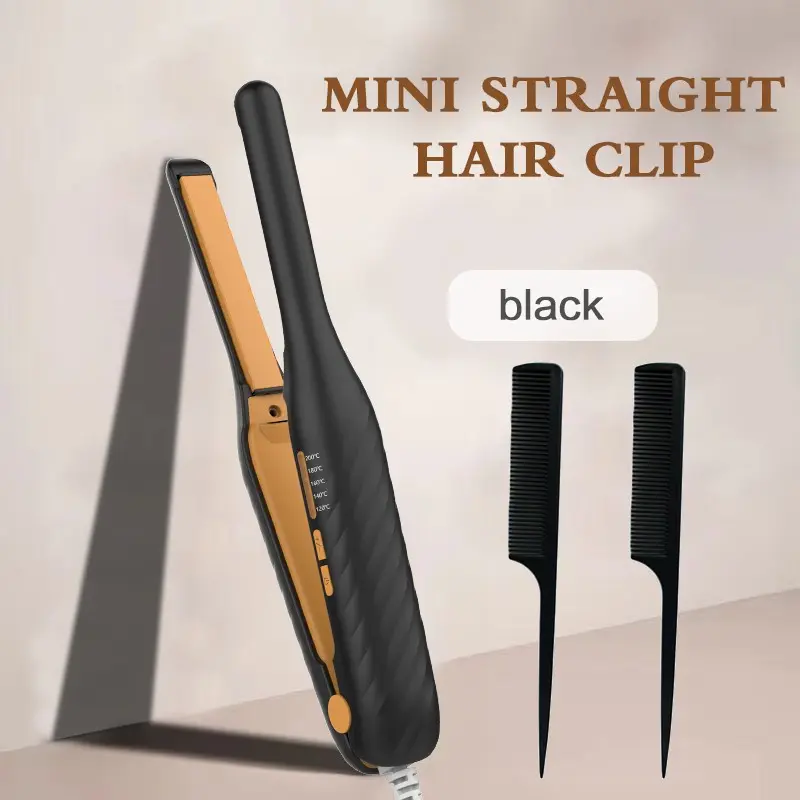 1pc Us Plug Ultra-Thin Pencil Tip Multi-Function Styler, Ceramic Hair Straightener, Ptc Fast Heating, 5 Temperature Settings, Ceramic Coating, Suitable for Short & Long Hair, Beard Straightening, Smooth Hair Styling, Hair Styling Tool