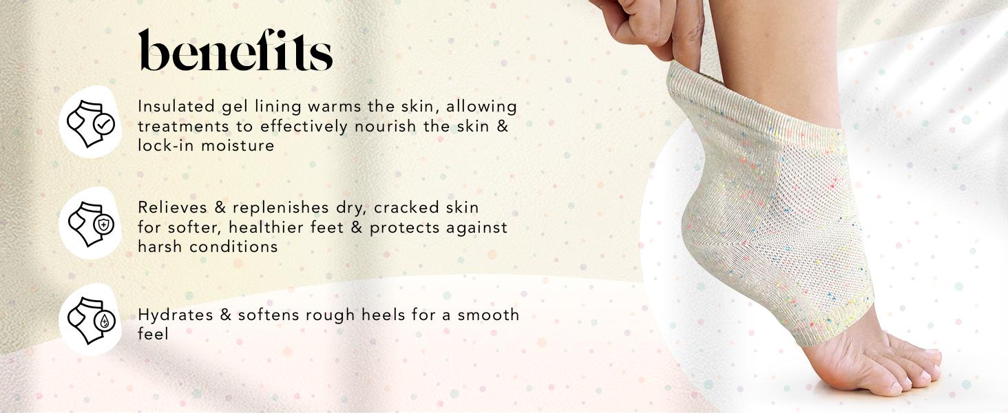 Kitsch Moisturizing Socks – Insulated Gel for Dry, Cracked Heels, Spa & Sleep Socks for Overnight Repair, Reusable Pair for Women & Men