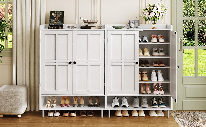 【18-24 Pairs & Adjustable Shelves】ONBRILL 7+1 Tier Farmhouse Shoe Storage Cabinet, 45'' Tall Modern Shoe Cabinet with Metal Legs, Shoes Rack Organizer Cabinet for Entryway, Front Door,Livingroom Bedroom Furniture, HolidayHaul,Christmas Gift 【18-24 Pairs & Adjustable Shelves】ONBRILL 7+1 Tier Farmhouse Shoe Storage Cabinet, 45'' Tall Modern Shoe Cabinet with Metal Legs, Shoes Rack Organizer Cabinet for Entryway, Front Door,Livingroom Bedroom Furniture, HolidayHaul,Christmas Gift