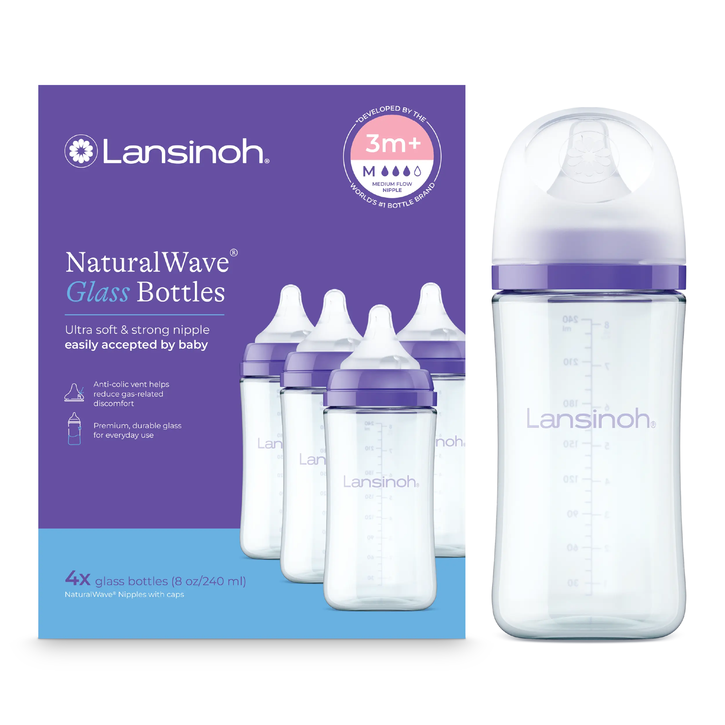 Glass Baby Bottles 8oz (4 pack)
