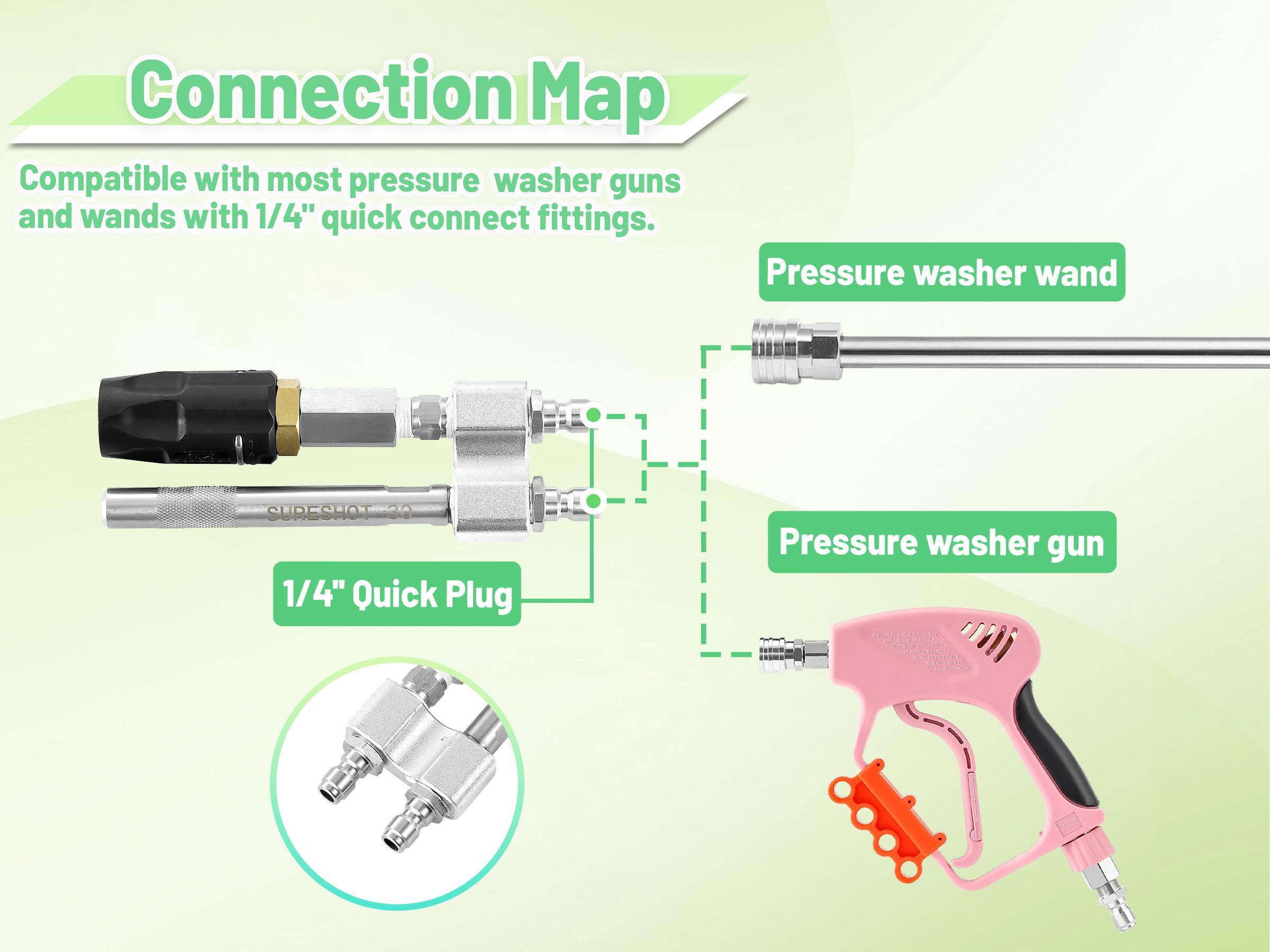 EASYBRO M5 Twist Nozzle for Pressure Washer, Adjustable Long Range Shooter Tip, 3-7 GPM, High Reach Soap Nozzle with 1/4" Quick Connect, Downstream Soft Wash Nozzle