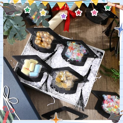 30 Pcs Graduation Cap Candy Card 2026 Class Grad Candy Dome Greeting Card Gift with Tassel Chocolate Holder for Friend Students Teachers School Party Favors Candy Holder Graduation Gifts Supplies