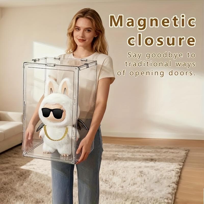 1/2pcs 23.6 inch Large Acrylic Display Case for Labubu - Fits  Zimomo & Archangel Figures, Magnetic Door, Stackable, Premium Dust-Proof Showcase summerwins