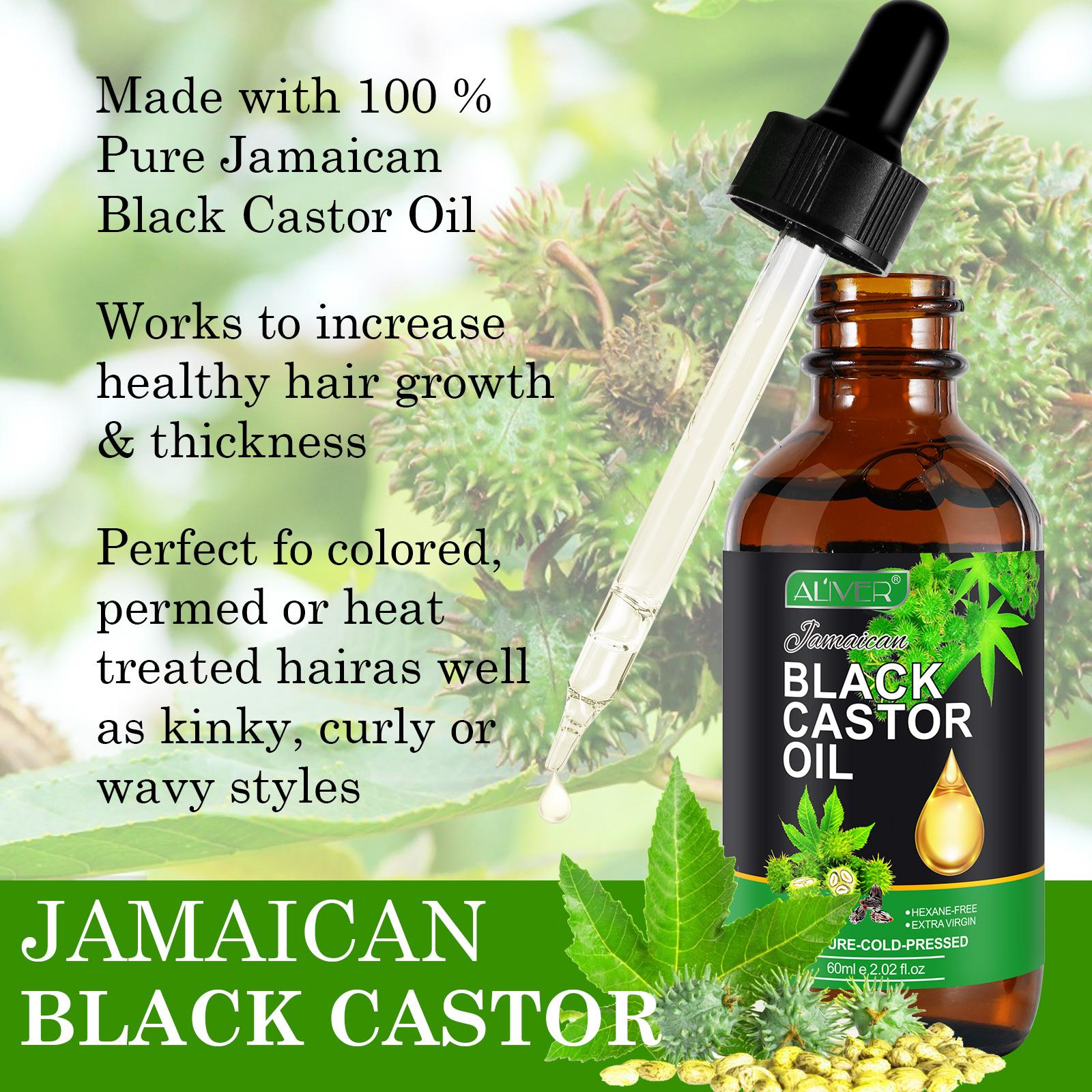 ALIVER Jamaican Black Castor Oil 60ml - Rich & Versatile for Skin Care & Wellness Moisturizer Vegetarian Hydrating Pack for Hair & Body