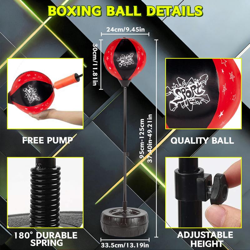 Adjustable Stand Punching Bag with Boxing Gloves - Fun and Safe Toy for Boys and Girls Ages 3+ - Ideal for Karate and Martial Arts Training