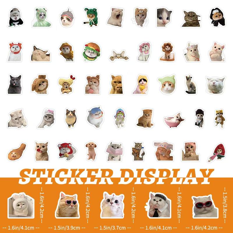 100 Pieces Funny Cat Stickers,Cute Cats Meme Stickers for Water Bottle Laptop, Pet Cat Decal for Luggage Skateboard Bicycle, Vinyl Kitty Animals Sticker