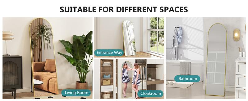 【Deal】Full Length Mirror Hanging or Leaning Against Wall, with Stand Aluminum Alloy Thin Frame for Living Room Bedroom Decorating Home