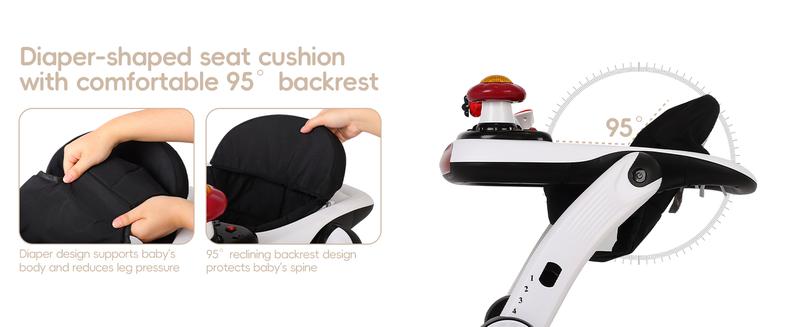 SCITOO 6-in-1 Baby Walker, Foldable Activity Walker with Adjustable Height & Speed, Music, Lights, Anti-Rollover, Toddler Push Walker, Baby Walker with Wheels for Boys & Girls 6-18 Months