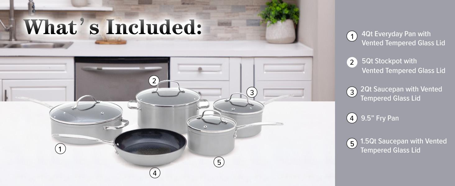 Nuwave Duralon Blue Non-Stick Cookware 9-Piece Set