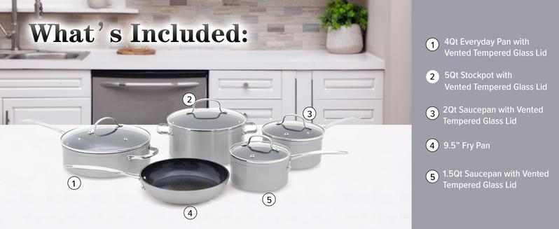 Nuwave Duralon Blue Non-Stick Cookware 9-Piece Set