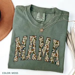 Comfort Colors Camouflage Mama T-Shirt, Camo Mama TShirt, Mother's Day Gift, Varsity Mama T-Shirt, Retro Mama Shirt, Gift for Mother, Trendy Casual Apparel