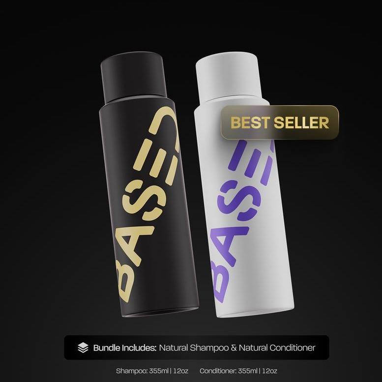 BASED Shower Duo | Shampoo + Conditioner | Deep Clean, Hydrates, Soothes Scalp, Boosts Volume | Fresh Peppermint | Premium Non-Toxic Formula | 12oz Each