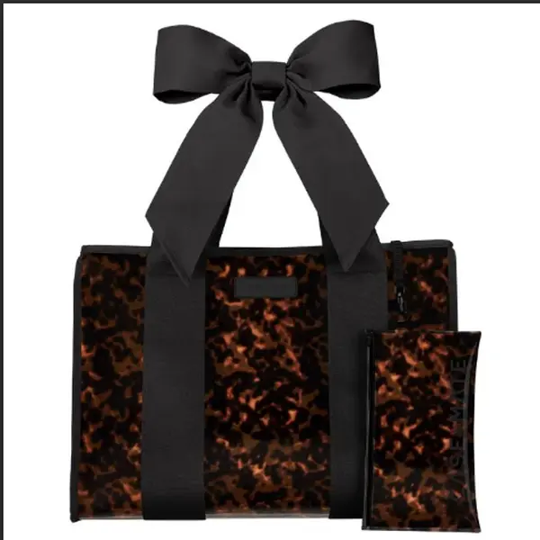 Case-Mate Women's Tortoiseshell Bow Accent Jelly Tote Bag for Carrying Items, Carry Items