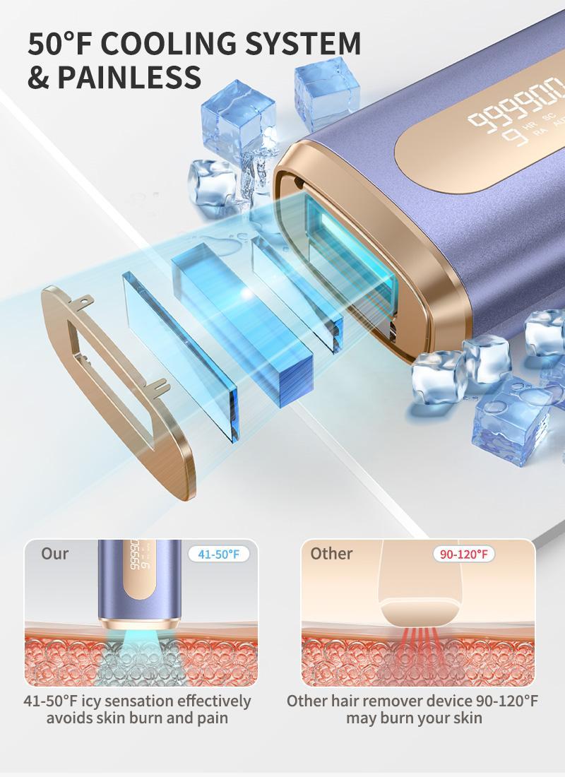 IPL Hair Removal Device LYSMOSKI KA10  with Cooling, 3-in-1 At-Home Laser Device - 9 Levels, 999900 Flashes for Women and Men, for Face, Armpit, Arm, Bikini Line, Leg, and Whole Body - Permanent Hair Removal Upgrade
