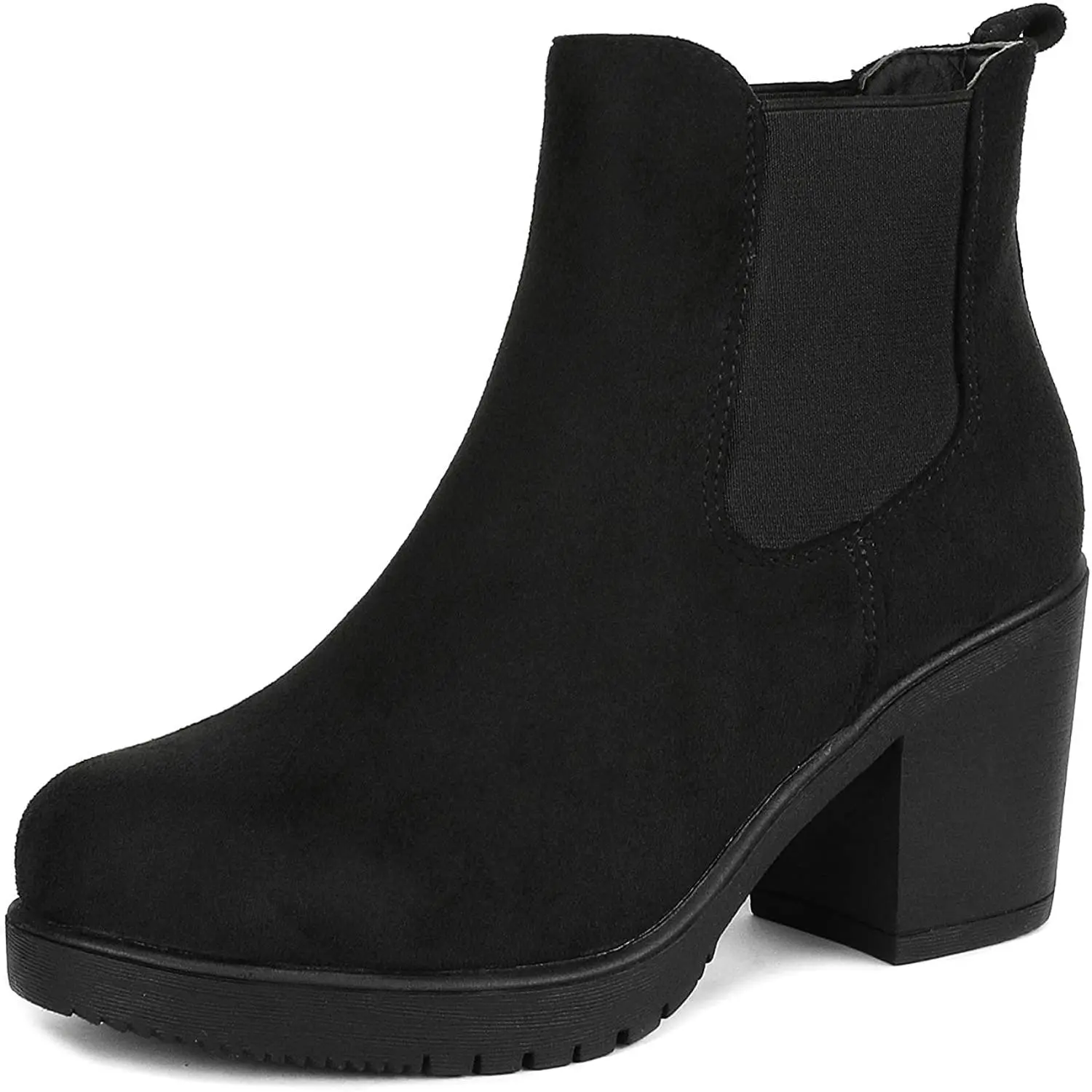 Dream Pairs Women's Suede Chelsea Ankle Boots - 3" Platform Block Heel Footwear, Comfortable Synthetic Walking Shoes, Stylish Statement Shoes, Heels For Women, Soft Suede, Slip On, Ankle Length, 3 In, Synthetic Sole, High Heel Boot, Women's Shoes