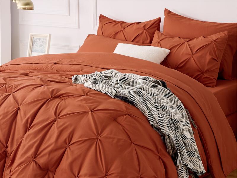 Bedsure Soft  Washable Pintuck Comforter Set -4/7-Piece Set, Multi-Color, Cloud-like, Ultra-Soft, Elegant Design,  Luxury Bedroom Decor Accessories, Breathable, All-Season Bedding, Hotel Quality