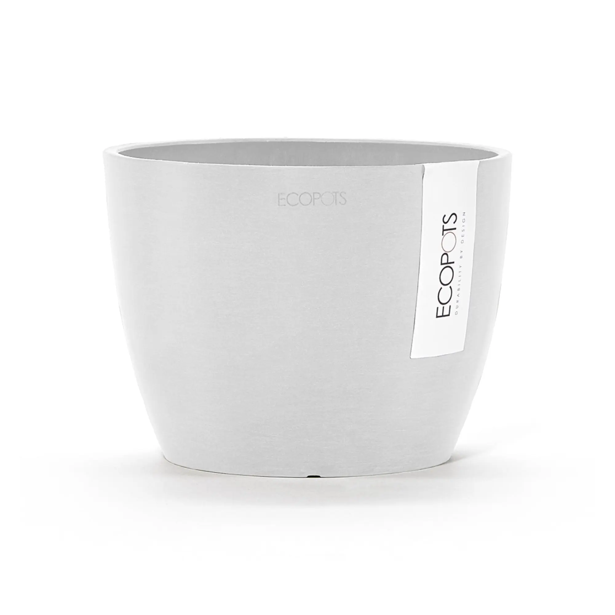 Ecopots Stockholm Mini Durable Modern Round Indoor/Outdoor Recycled-Based Composite Flower Pot Planter, 6"