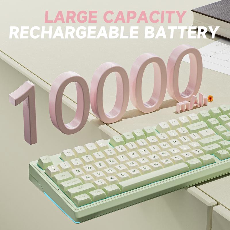 SOLAKAKA KI99 Pro Silent Wireless Mechanical Keyboard Quiet Switch Hot Swappable Silent Keyboard with RGB Backlit Gasket Structure Computer Gaming Keyboards Avocado Green