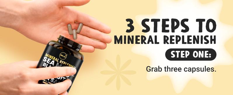 MAJU 18-in-1 Mineral Replenish Capsules (60ct) - Concentrated Dietary Supplement w/ 20:1 Sea Moss Extract Natural Superfood Nutraceuticals Healthcare Fitness Edible