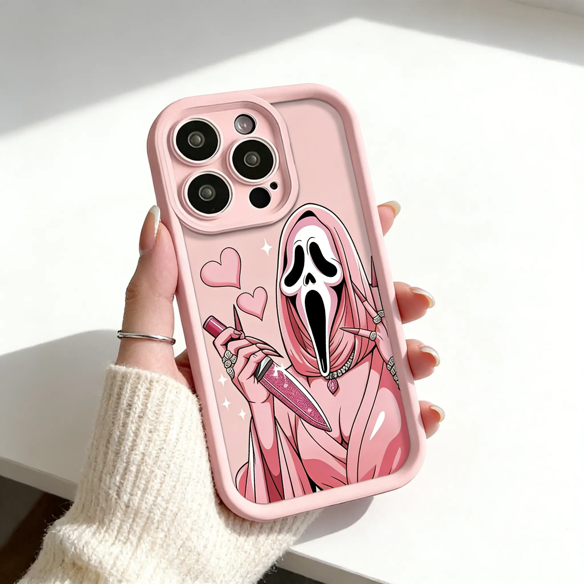 Ghost-Cute Horror Cellphone Casing & Screen Protector Set - Soft TPU Bumper, Anti-Slip Grip, Shockproof, Drop-Protection, Rugged Durable Cover for iPhone 17 Pro Max,16,15 Plus,14-11,XR,XS & Galaxy S26 Ultra,S25,S24 FE,S23-S21 (Horror Lover Gifts, JL09,P)