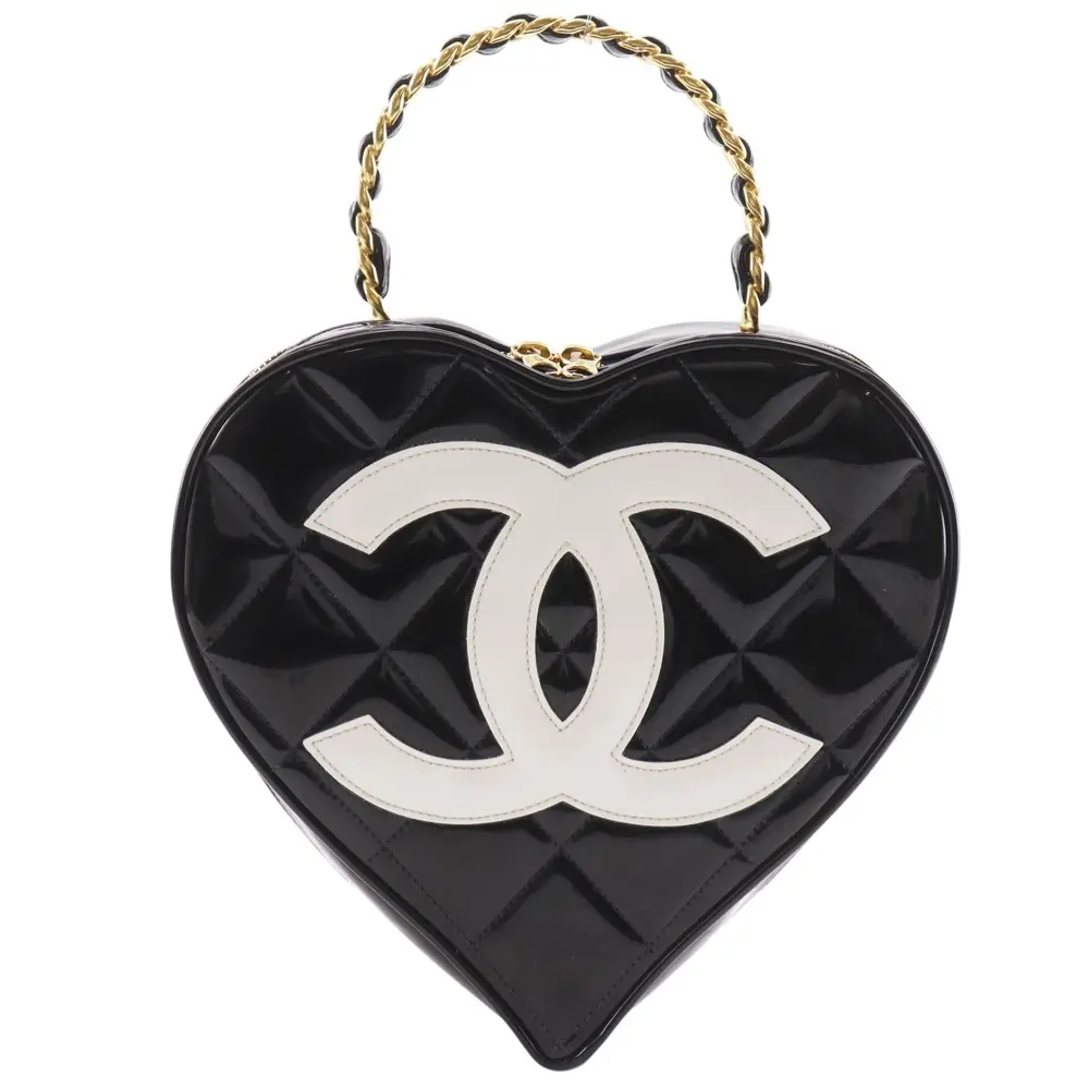 Pre-owned CHANEL Patent Leather Tote Bags Heart Vanity Handbag