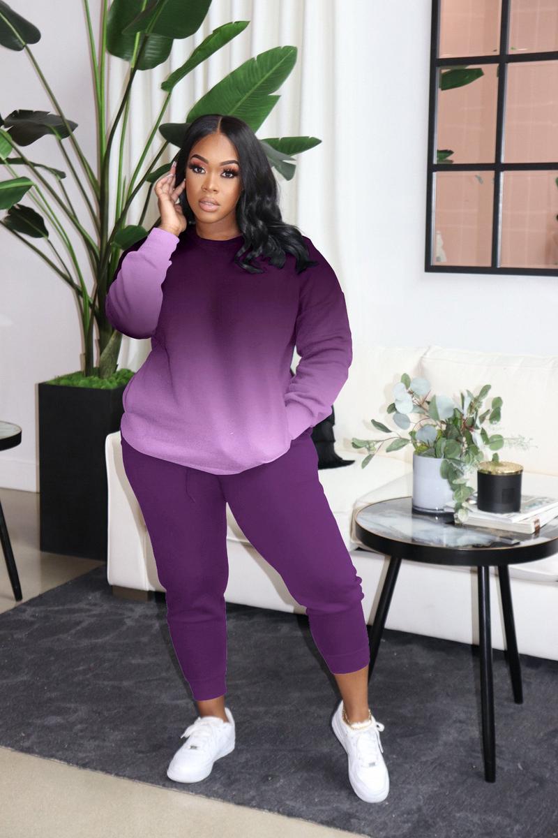 USBOUTIQUECHIC Women's Plus Size Black Fitted Crewneck Sweatshirt & Drawstring Waist Sweatpants Set Casual Round Neck Long Sleeve Pullover & Trousers for Fall Winter Clothing Outfits Minimalist Style