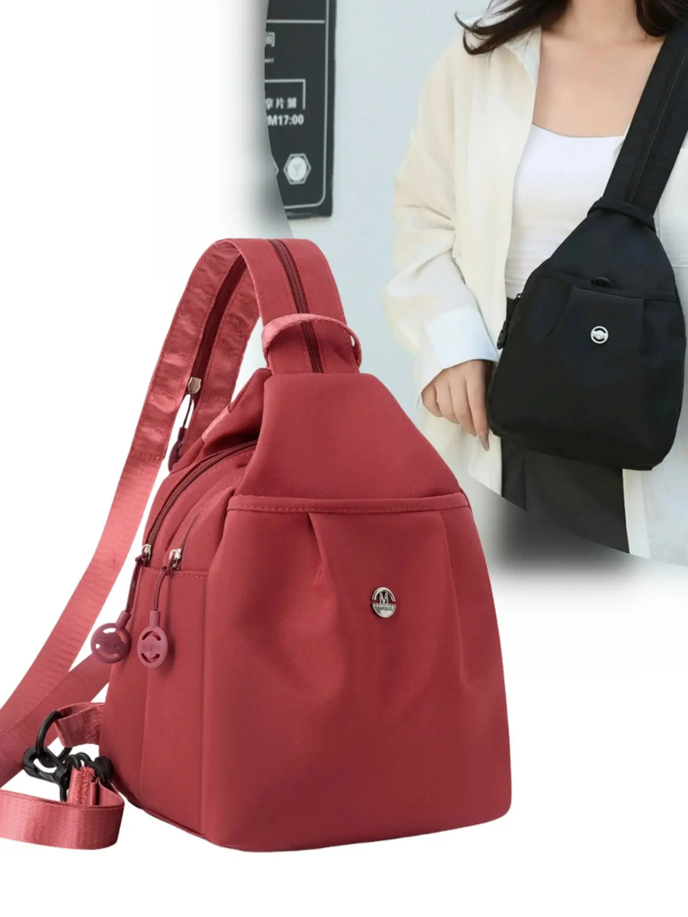 Women's Multifunctional 3-in-1 Convertible Bag - Small Backpack, Crossbody Shoulder Bag & Chest Fanny Pack, Lightweight Nylon Purse, Cross Body Bags, Adjustable Strap Bag for Travel, Hiking, Festivals, Gift for Her