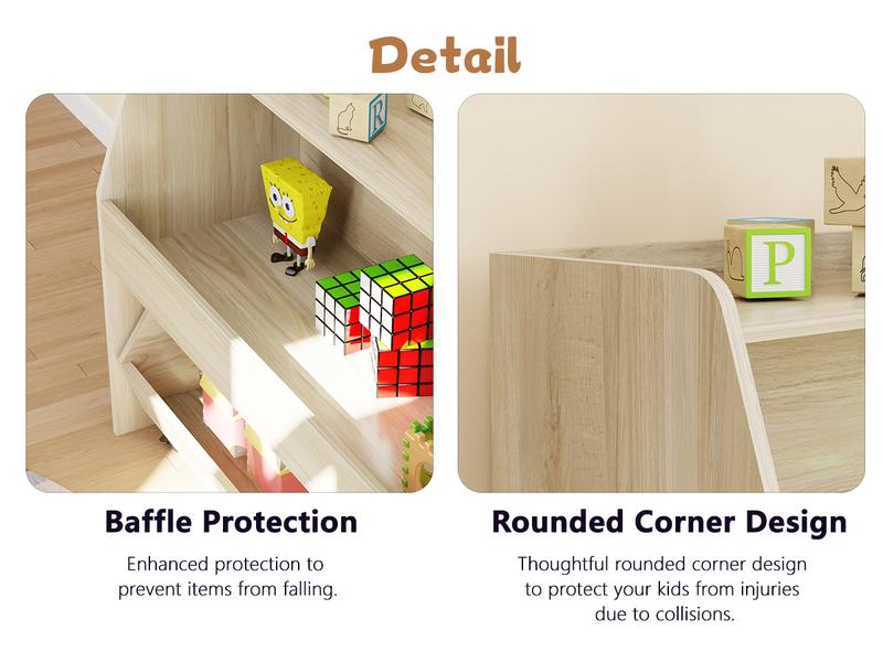 COZPAW Toy Storage Organizer, 2 Tier Montessori Shelf with Movable Bins, Toy Organizers Book Shelf for Kids Room, Playroom, Nursery