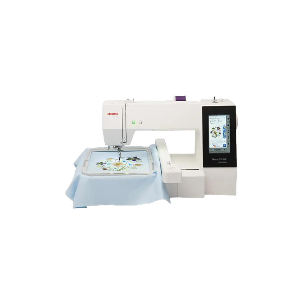 Janome Memory Craft 500E Limited Edition Embroidery Machine with Bonus 11x7.9