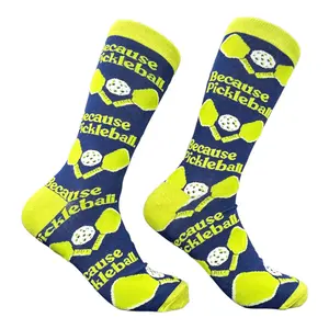 Men's Because Pickleball Socks Funny Sarcastic Graphic Novelty Footwear For Men Funny Graphic Socks Comfortable Fitted Spandex Cotton