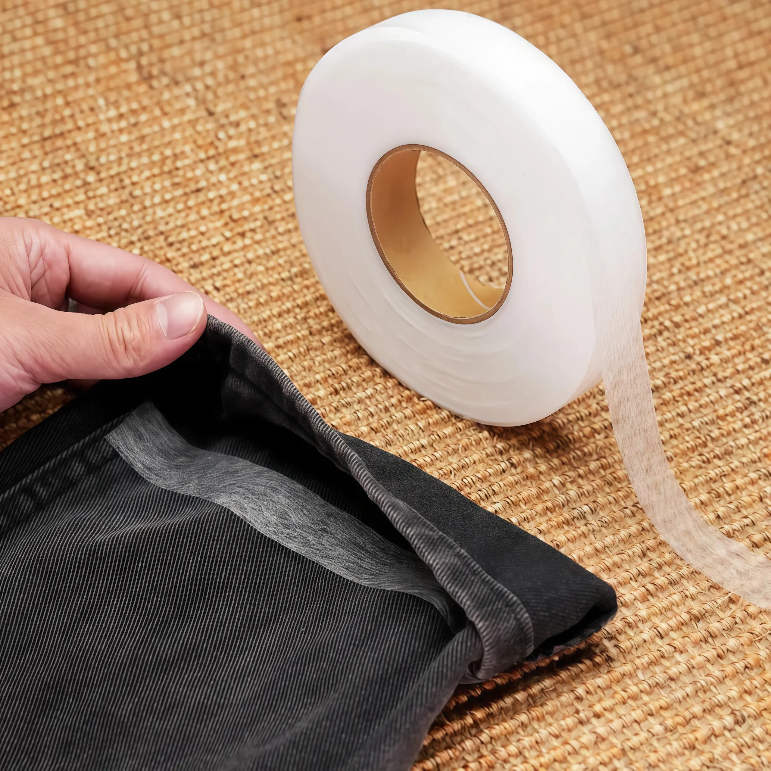Hot melt adhesive fusion tape, seamless border tape, ironing tape, hot melt non-woven double-sided adhesive lining ironing fabric, clothes, pants legs, short fabrics, curtains, jeans, skirt folding repair supplies, non sewing supplies