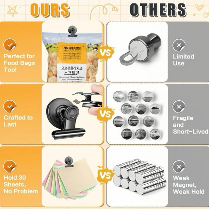 10pack Fridge Magnets Refrigerator Magnets Magnetic Clips Heavy Duty Detailed List Display Paper Fasteners on Home& Office& Teaching (Black, 10)