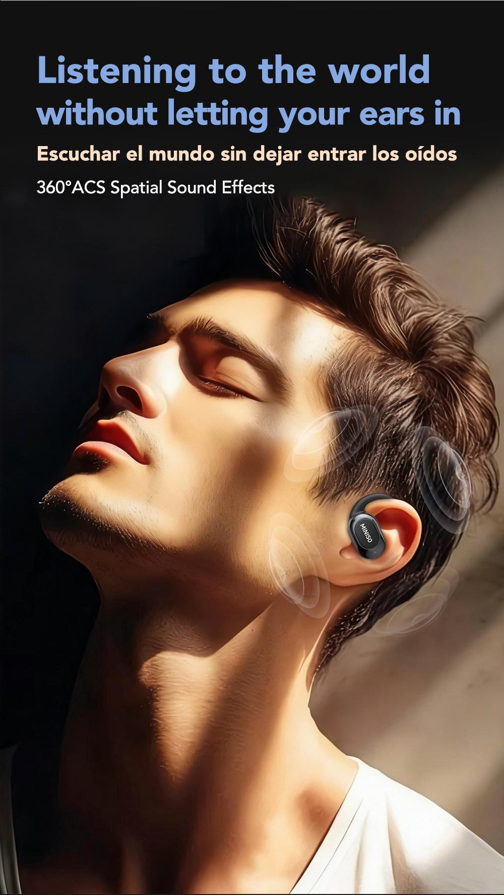 MINISO MS156 Ultra Open-Back True Wireless Bluetooth Earbuds High-Fidelity Stereo Sound IPX5 Waterproof Sports-Style Ear Tips Solar-Powered Anti-Theft Mount for Nest Cam Translation Earphones