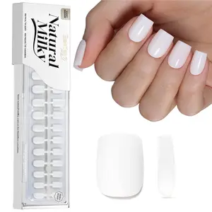 Beetles Natural Milky White Nail Tips, Pre-Colored Full Cover Soft Gel Fake Nails, Salon-Gel Look DIY Manicure Nails