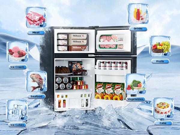 Antarctic Star Mini Compact Refrigerator, 3.2 Cu.Ft. Separate Freezer Double 2-Door Adjustable Removable Shelves,Mini Fridge with Double Doors, for Basement/Apartment/Dorm/Office