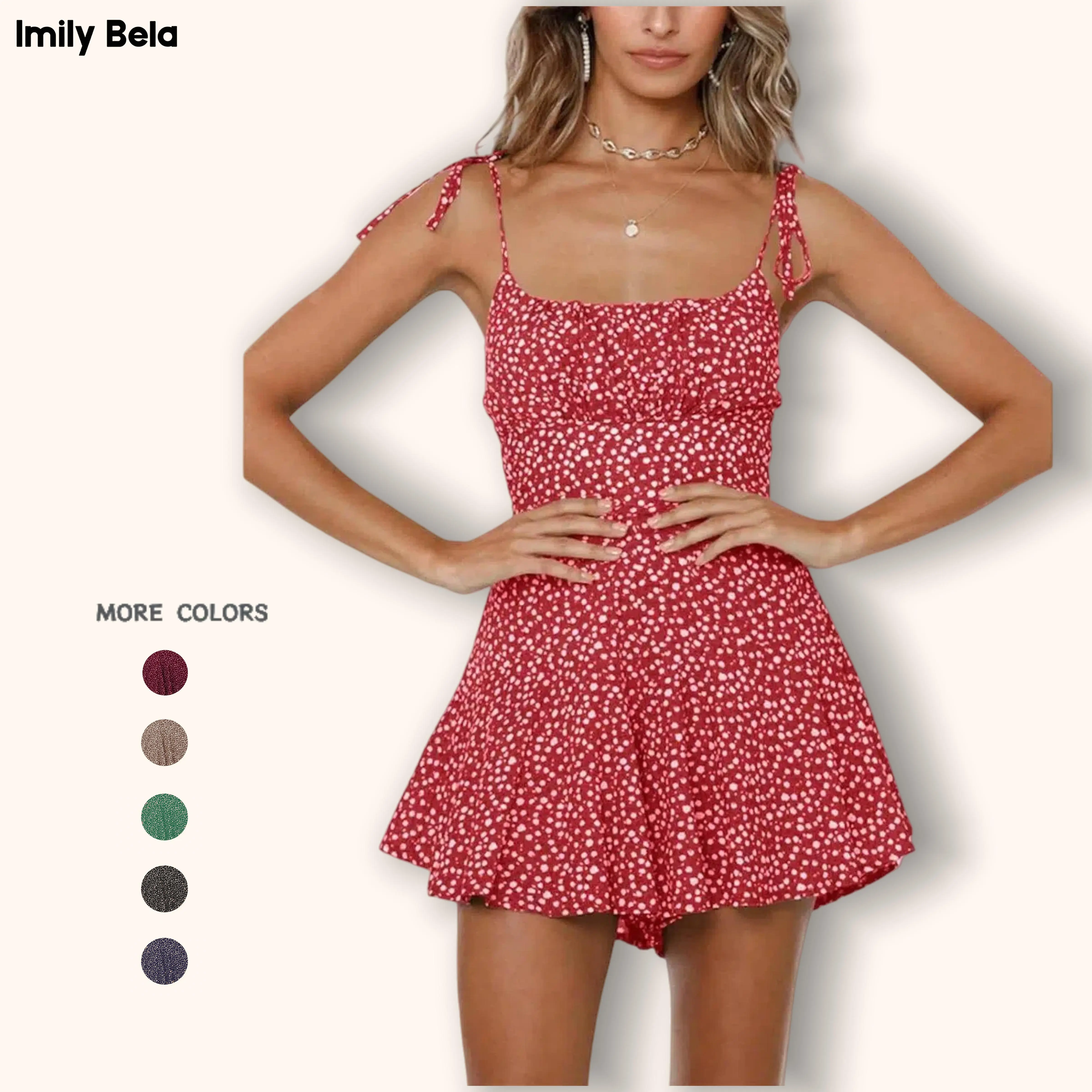Imily Bela Women's Boho Floral Wide Leg Short Romper Spaghetti Strap Smocked Jumpsuit