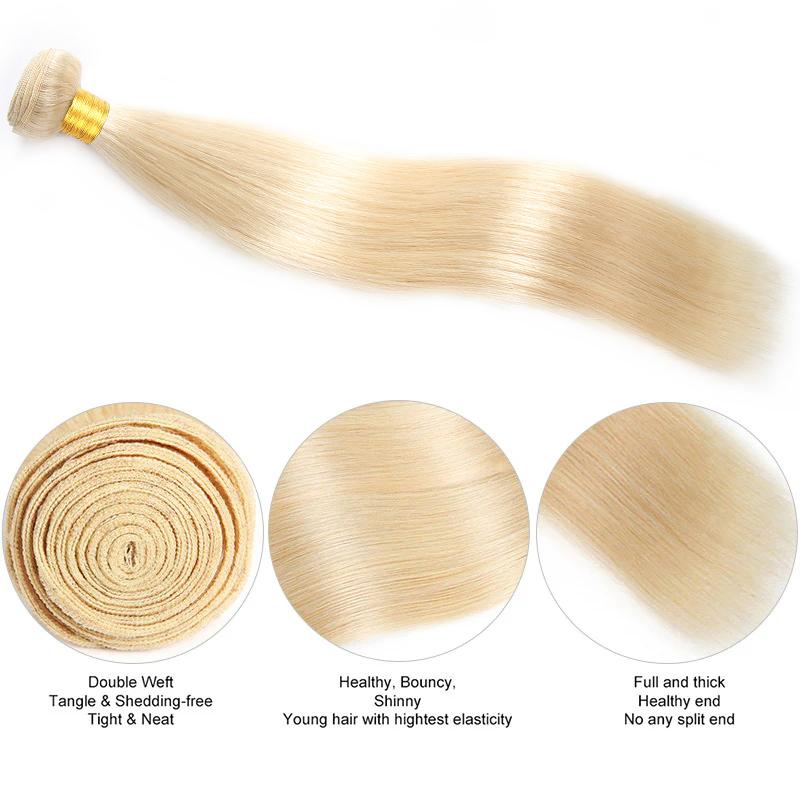 613 Blonde Human Hair Bundles Body Wave Brazilian Human Hair Bundles Straight Hair 3 Bundles