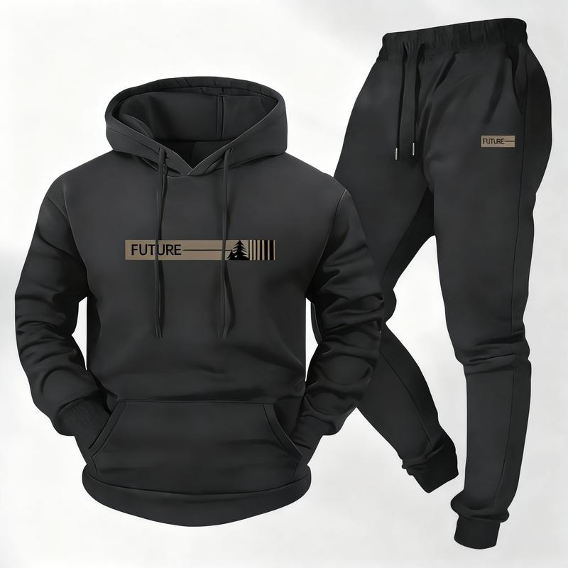 Men's Printed Hoodie & Joggers Set - Casual Long-Sleeve Athletic Top with Pockets Summer Lounge Tracksuit Summer Tracksuits Sportswear Indoor Outdoor Sportswear Running Fitness