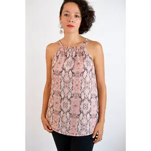 Python Halter Tie Back Blouse - Rose