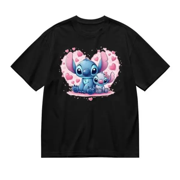 Disney Lilo & Stitch Women's Short-Sleeve Crew Neck T-Shirt, Cute Stitch Graphic Print, Pull-On Daily Wear Top, 3XL Size, Ideal Gift for Disney Fans