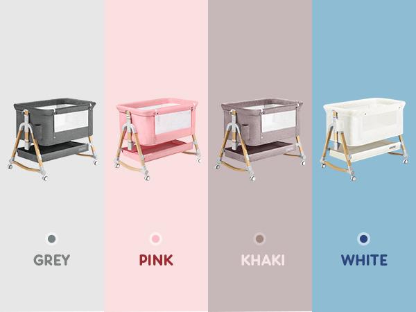 HARPPA 3-in-1 Foldable Baby Bassinet Bedside Sleeper, Rocking Bassinet with Mattress & Cover, Height Adjustable Bassinet for Baby with Wheels, Crib For Infant