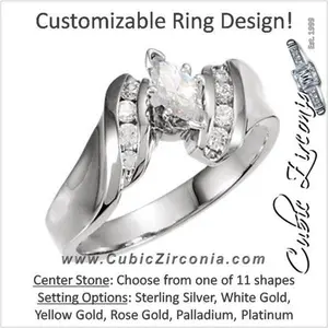 Cubic Zirconia Engagement Ring- The Latisha (Customizable 9-stone Artisan Style with Vertical Round Channel)